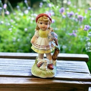 Vintage RARE Toma Porcelain Figurine Girl & Bunny